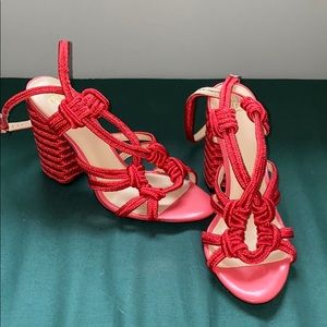 Red Strappy Block Heels